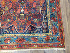 Antique Persian Bijar Rug, Red and Blue, Hand-Knotted, Wool, 3'8" x 5' 4" - Jewel Rugs