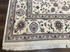 Indo Persian Rug 8x10, Wool Hand Knotted Carpet, Vintage Indian Oriental Carpet 8 x 10, Ivory Light Blue, Allover Floral, Traditional Rug - Jewel Rugs