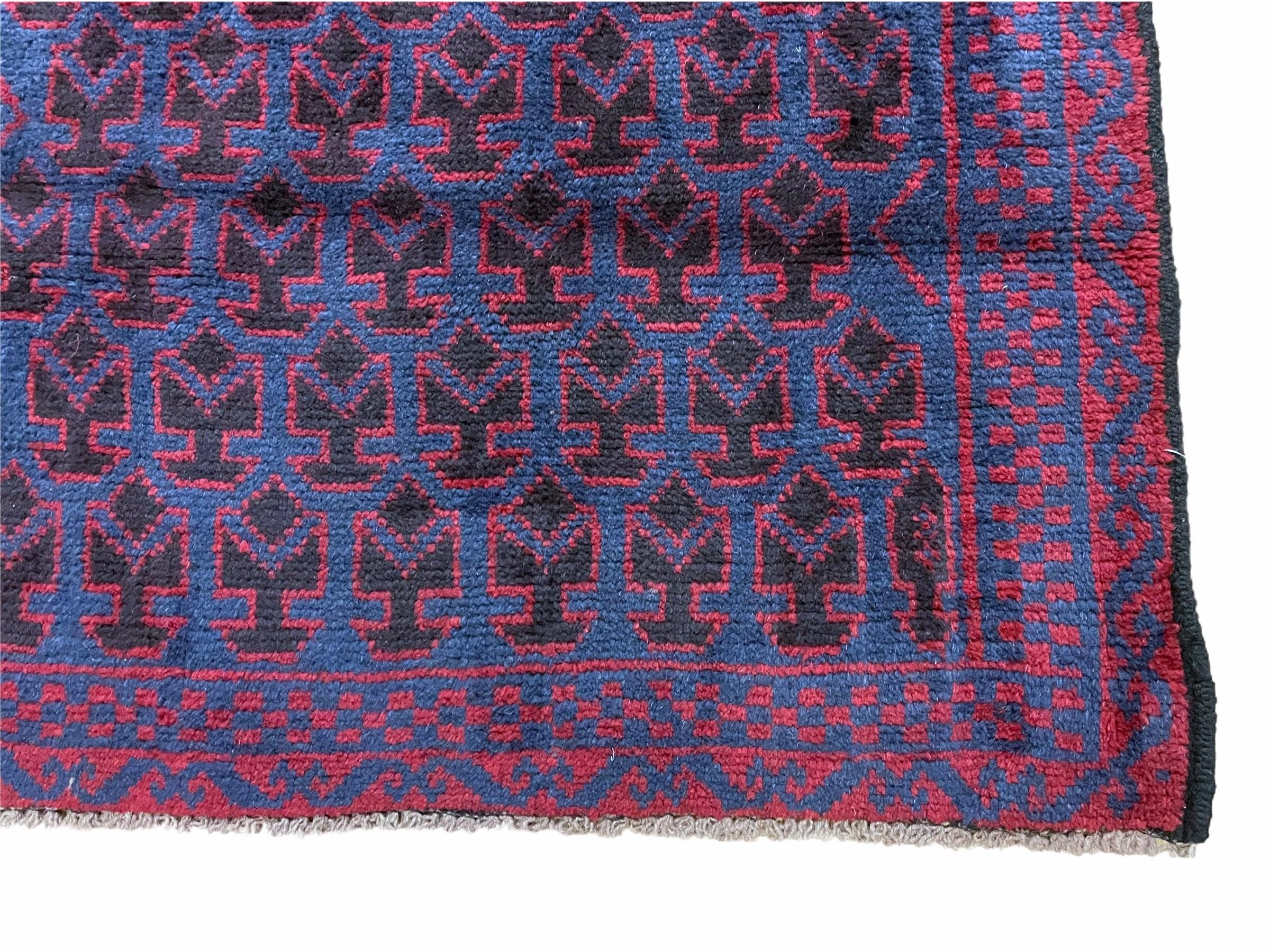 2' 9" X 4' 6" Vintage Handmade Tribal Wool Rug Balouchi Rug Afghan Rug Red Blue - Jewel Rugs