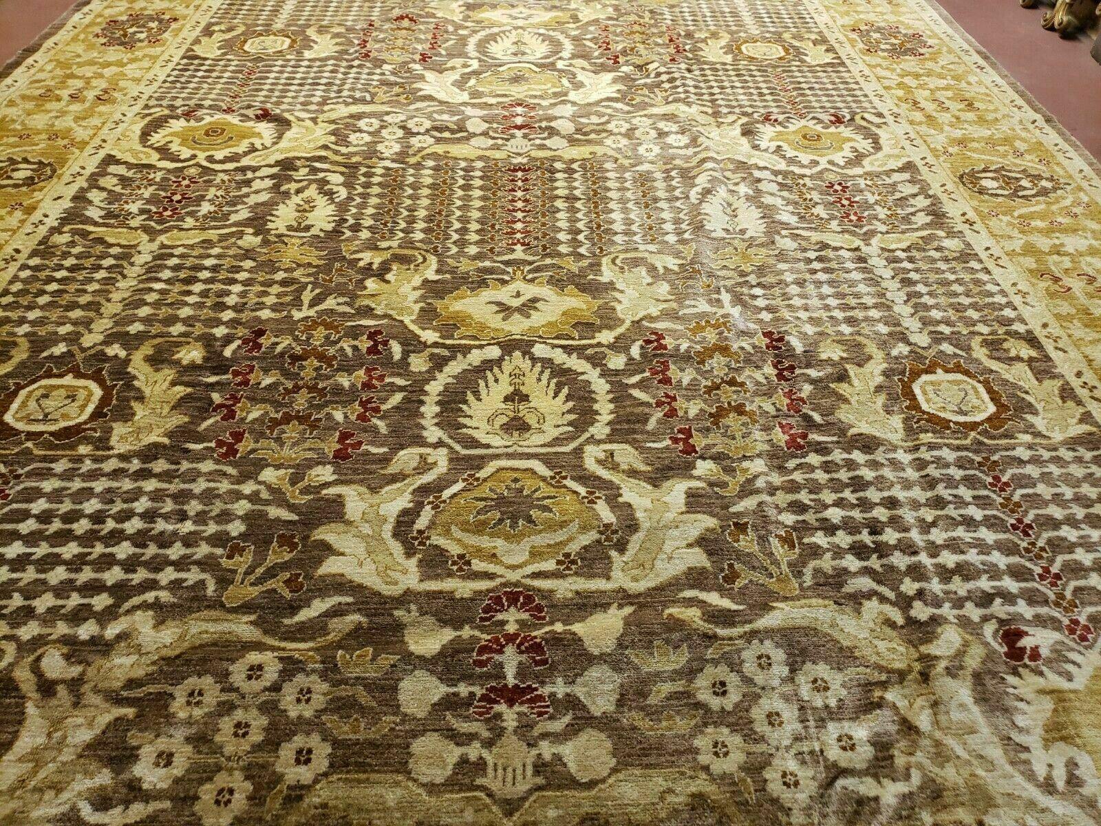 10' X 14' Handmade Pak Peshavar Chobi Agra Wool Carpet Coffee Brown Gold - Jewel Rugs