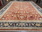 12x18 Oriental Rug, Palace Sized Hand Knotted Carpet, Oversized Wool Rug 12 x 18, Red Navy Blue Green, Allover Floral Safavieh Samarkand Rug - Jewel Rugs