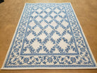 3'8" X 5'6" Karastan Wool RUG Newport 512/7910 Belgium Treillage Conton Blue & Beige - Jewel Rugs