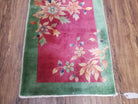 Small Nichols Rug 2x3, Chinese Nichols Rug, Antique Nichols Rug, Chinese Art Deco Accent Rug, Pinkish Red and Green, Flowers, Rare, Asian - Jewel Rugs