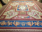 9x12 Aubusson Rug Brand New Bold Colors Blue Red Flat Weave Carpet Handmade Hand-Knotted Aubusson Weave French European Design Wool Area Rug - Jewel Rugs