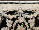 Aubusson Rug 9x12, Wool with Silk Highlights, Vintage Aubusson Carpet with Pile, Black and Beige, Handmade Elegant Room Sized Area Rug, Nice - Jewel Rugs