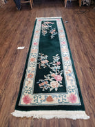 2' 4" X 8' Handmade Chinese Oriental Wool Runner Rug 90 Lines Forest Green - Jewel Rugs