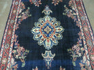 Persian Runner Rug 3.7 x 10.9, Antique Persian Hamadan Wool Handmade Oriental Tribal Hallway Runner, Navy Blue Red Cream, Floral Semi Open Field Medallion - Jewel Rugs