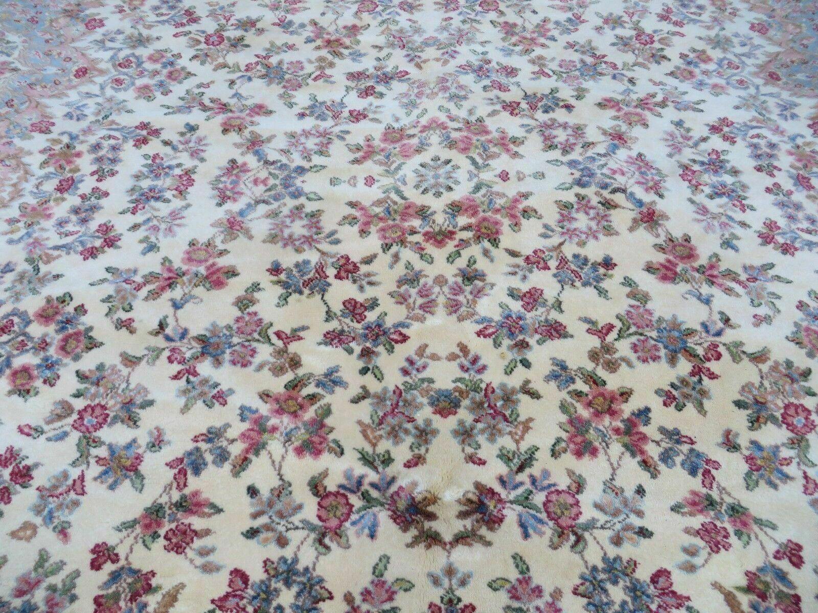 8' 8" X 10' 6" Karastan Ivory Kirman Oriental Design Wool Rug American Made USA Nice - Jewel Rugs