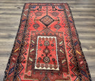 Persian Tribal Runner Rug 4.2 x 10.6, Wide Nahavand Hamadan Runner Rug, Bohemian Carpet, Red Kitchen Runner, Handmade Wool Antique Geometric Medallions - Jewel Rugs