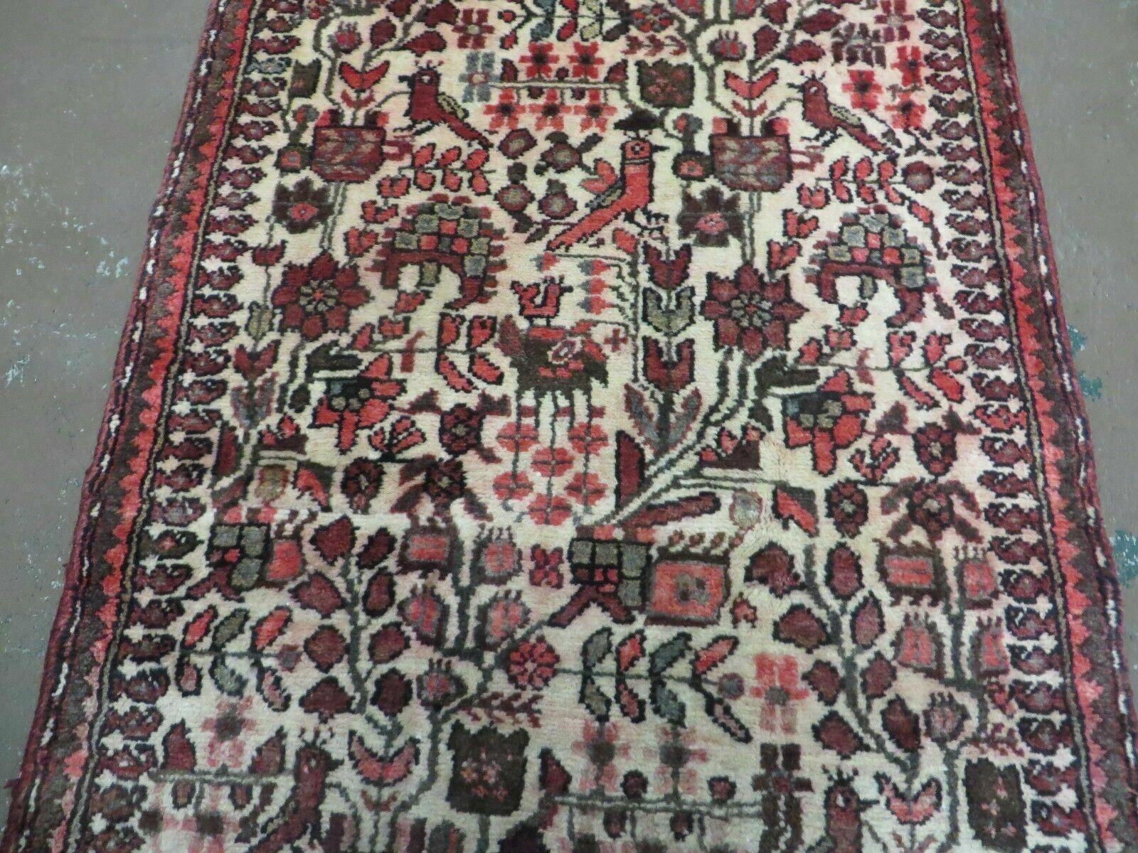 2' 5" X 13' Antique Handmade India Floral Oriental Wool Runner Rug Bird Animal Pictorial # 123 - Jewel Rugs