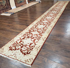 21 ft Runner Rug Long Hallway Runner, 3 x 21 Corridor Rug, Peshawar Pak Persian Chobi Agra Rug, Maroon and Beige Large Flowers Wool Handmade - Jewel Rugs