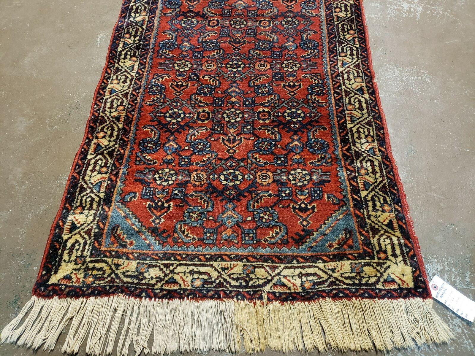 2' 9" X 10' Antique Handmade Wool India Floral Oriental Runner Rug Red - Jewel Rugs