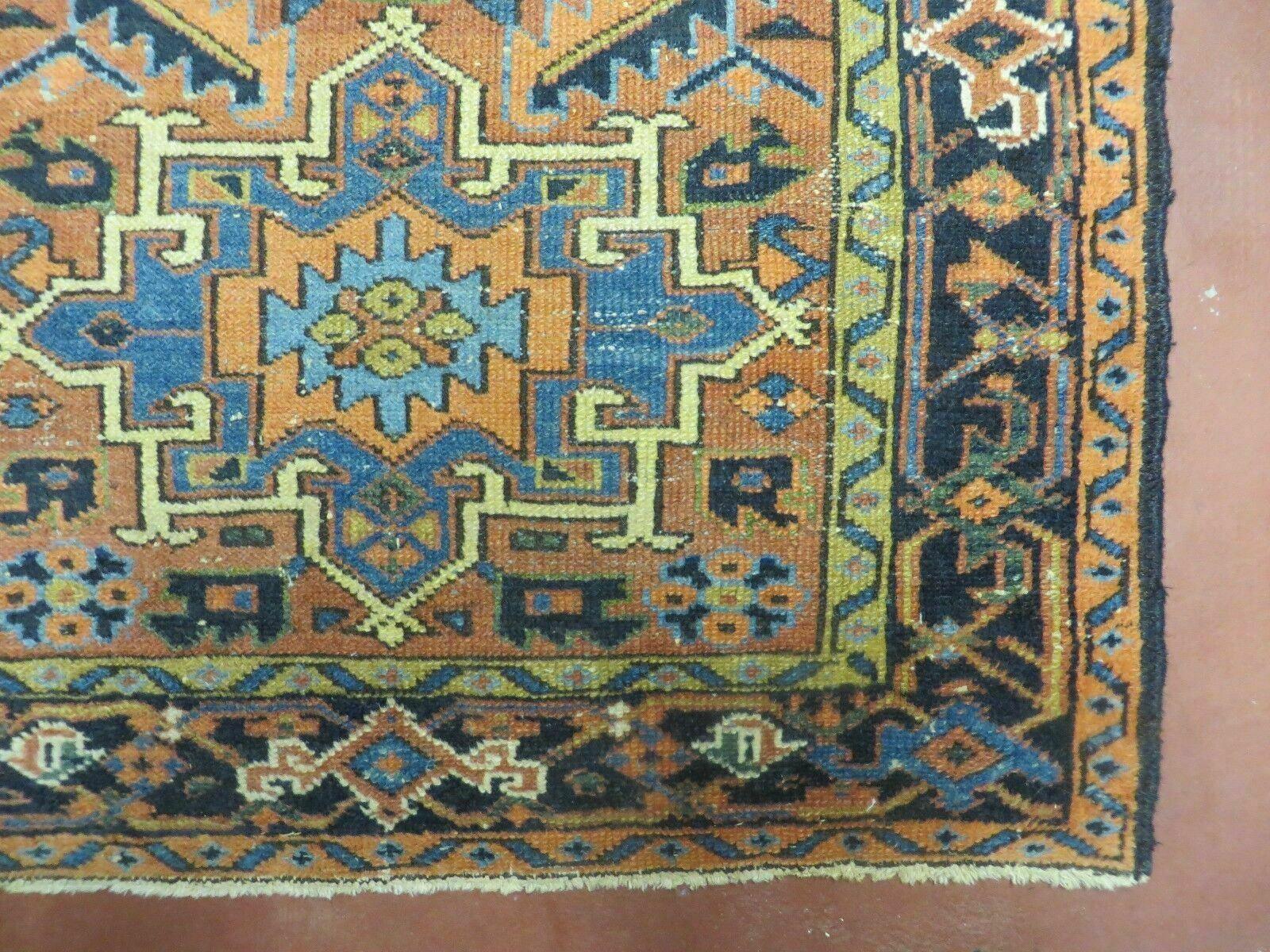 3' X 5' Antique Handmade Indo Caucasian Design Geometric Wool Rug Nice - Jewel Rugs