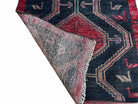 3 X 7 Handmade Wool Tribal Runner Rug Geometric Red Blue Boho Organic Dyes - Jewel Rugs