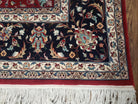 Traditional Persian Design Oriental Rug 9x12, Wool, Pak-Persian, Red & Dark Blue, Allover Pattern, Vintage, Hand-Knotted, 9 x 12 Carpet - Jewel Rugs