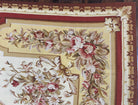 Aubusson Rug 9x12, Elegant Flatweave Savonnerie Carpet 9 x 12 ft, Ivory Light Yellow Red, Handmade Wool Flatweave French European Rug - Jewel Rugs