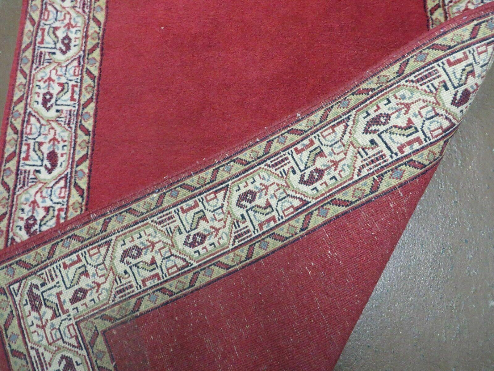 2' 8" X 7' Vintage Handmade India Wool Runner Rug Nice Red Organic Colors - Jewel Rugs