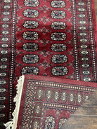 Turkoman Runner Long Wool Rug 2' 8" x 19' 8" Vintage Runner Rug, Hallway Rug, Bokhara Runner, Red Turkmen Rug, Wool Bukhara Runner 19ft 20ft - Jewel Rugs