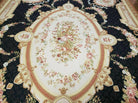 9' X 12' Handmade French Aubusson Savonnerie Needlepoint Rug Black Beige Nice - Jewel Rugs