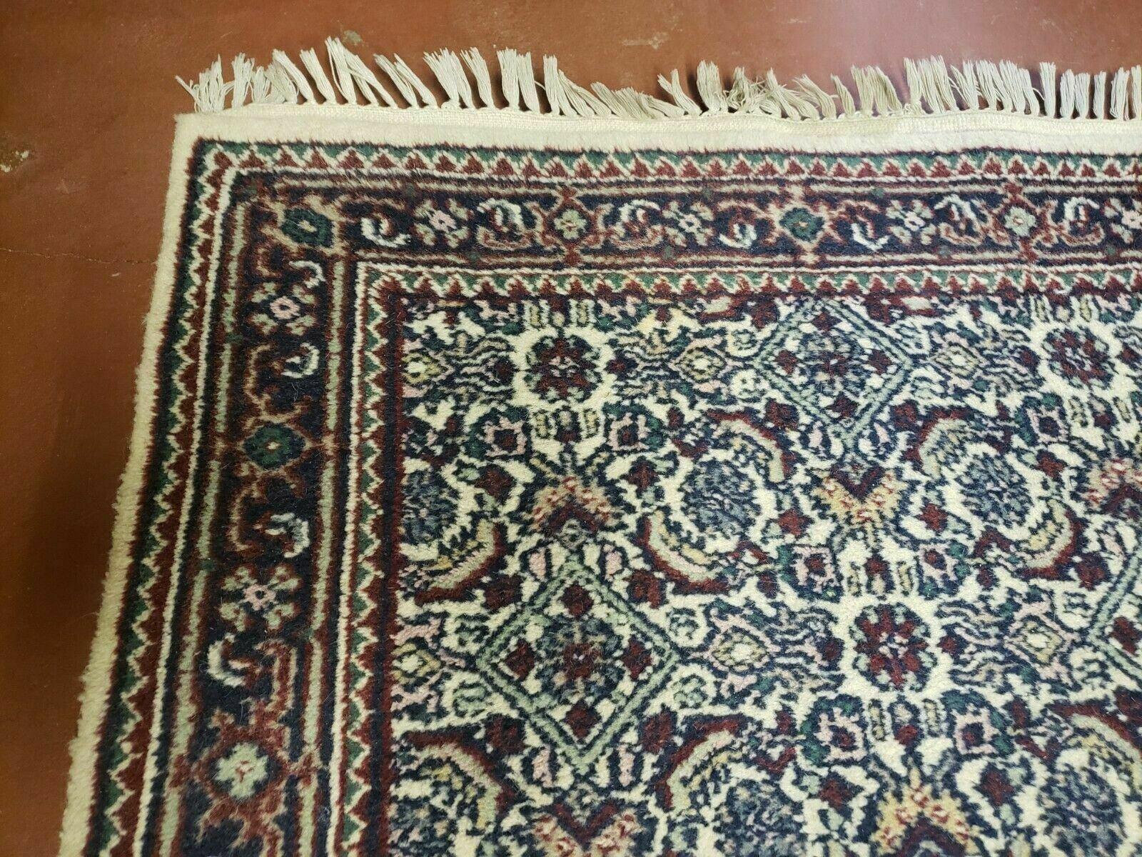 2' 9" X 20' Vintage Oriental India Floral Hand Made Wool Runner Rug Ivory Nice - Jewel Rugs