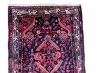 4 X 10 Antique Handmade Wool Tribal Runner Rug Geometric Organic Dyes Blue Red - Jewel Rugs