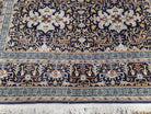 Semi-Antique Persian Kashan Rug, Midnight Blue & Ivory, Hand-Knotted, Wool, 4' 8" x 7' 4", Pair A - Jewel Rugs