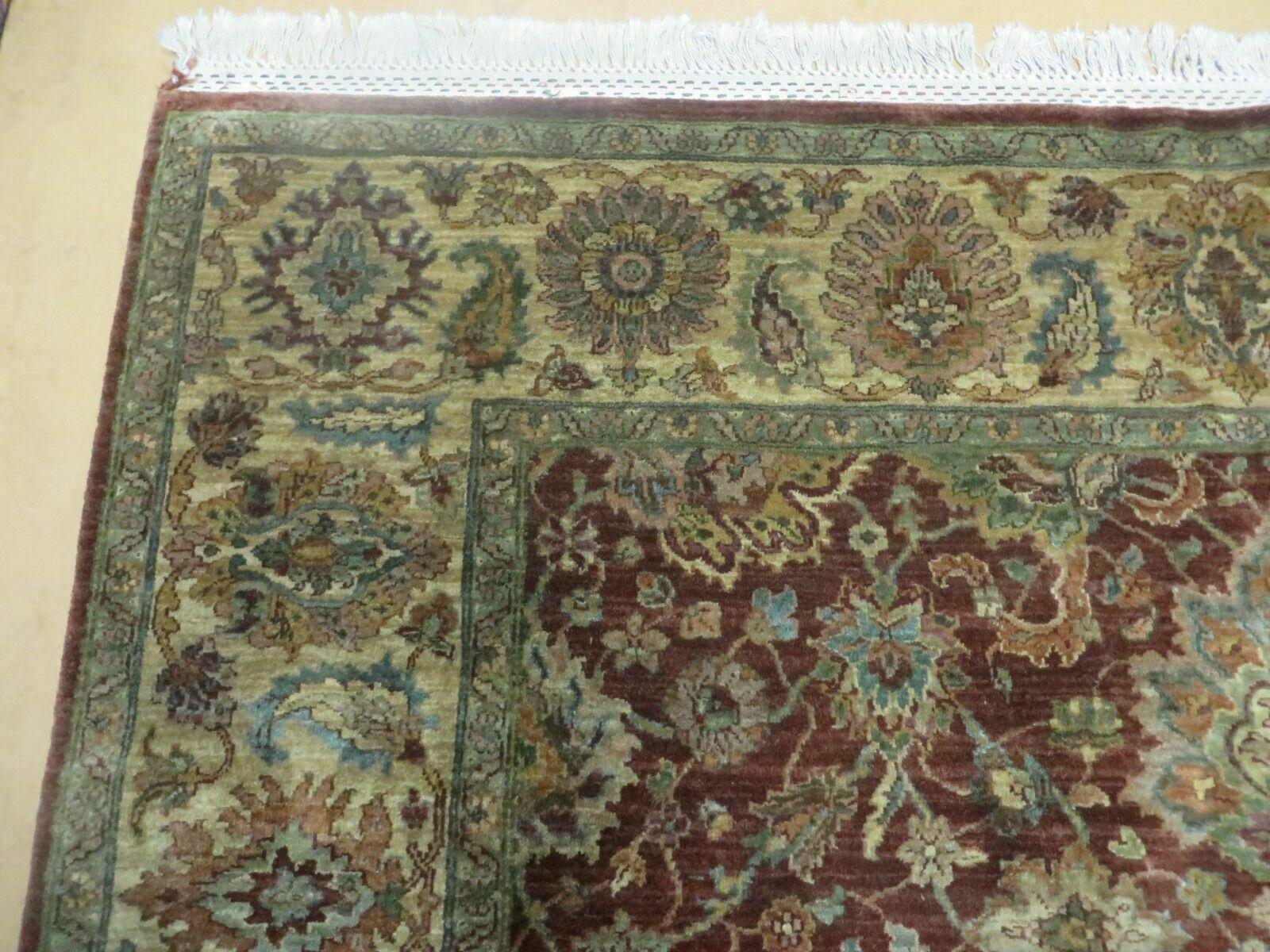 6' X 9' Handmade India Floral Oriental Wool Rug Carpet Tea Wash Red Hand Knotted - Jewel Rugs