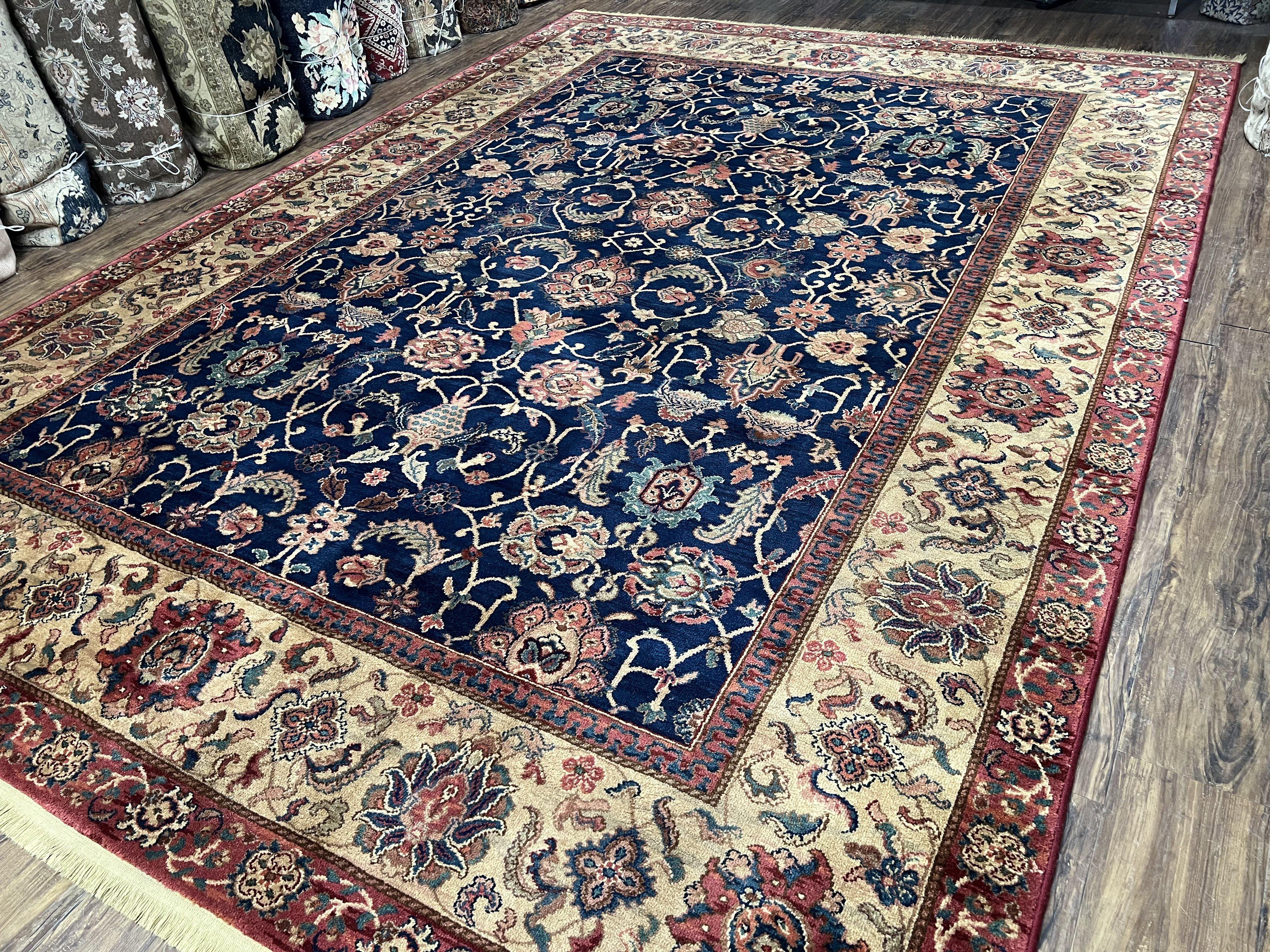 Karastan Rug 8.8 x 12 Herat Floral #900-904, Wool Karastan Carpet, Blue and Beige, Allover Herati Pattern, Samovar Teawash, Vintage Rug 9x12 - Jewel Rugs