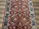 Vintage Indo Persian Runner Rug 4x10, Wool Hand-Knotted Oriental Carpet, Red Dark Blue Indian Rug, Allover Floral, Hallway Rug, Traditional - Jewel Rugs