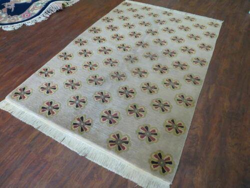 4' X 6' Modern Tibetan Nepal Art Deco Hand Knotted Wool Rug Carpet Flowers - Jewel Rugs