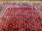 Vintage Persian Hamedan Dargazin Rug, Red, Hand-Knotted, Wool, 7' x 10' 2" - Jewel Rugs