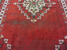 4' X 6' Antique Handmade India Geometric Oriental Wool Rug Red Vegetable Dyes - Jewel Rugs