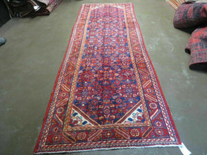 3' 6" X 10' 4" Antique Handmade India Floral Oriental Wool Runner Rug # 128 - Jewel Rugs