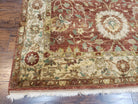 Wide Runner Rug 5 x 14.5, Vintage Indian Mahal Agra Hallway Carpet, Indo Persian Rug, Teawash, Handmade Wool Allover Large Flowers Red Beige - Jewel Rugs