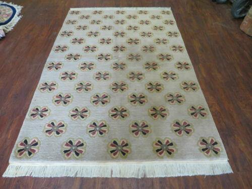 4' X 6' Modern Tibetan Nepal Art Deco Hand Knotted Wool Rug Carpet Flowers - Jewel Rugs