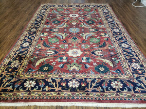 6' X 9' Vintage Handmade Indo Heriz Serapi Wool Rug Carpet Red Nice - Jewel Rugs