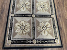 Needlepoint Runner Rug 3x8 Panel Design Rug, Flatweave Runner Rug, English Design, Floral, Short Runner Rug, Black and Beige Wool Hand-Woven - Jewel Rugs