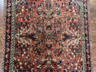 Antique Persian Sarouk Rug 2x3, Small Wool Persian Carpet 2 x 3 ft, Floral, Red Navy Blue Cream, Hand Knotted Small Traditional Oriental Accent Rug - Jewel Rugs