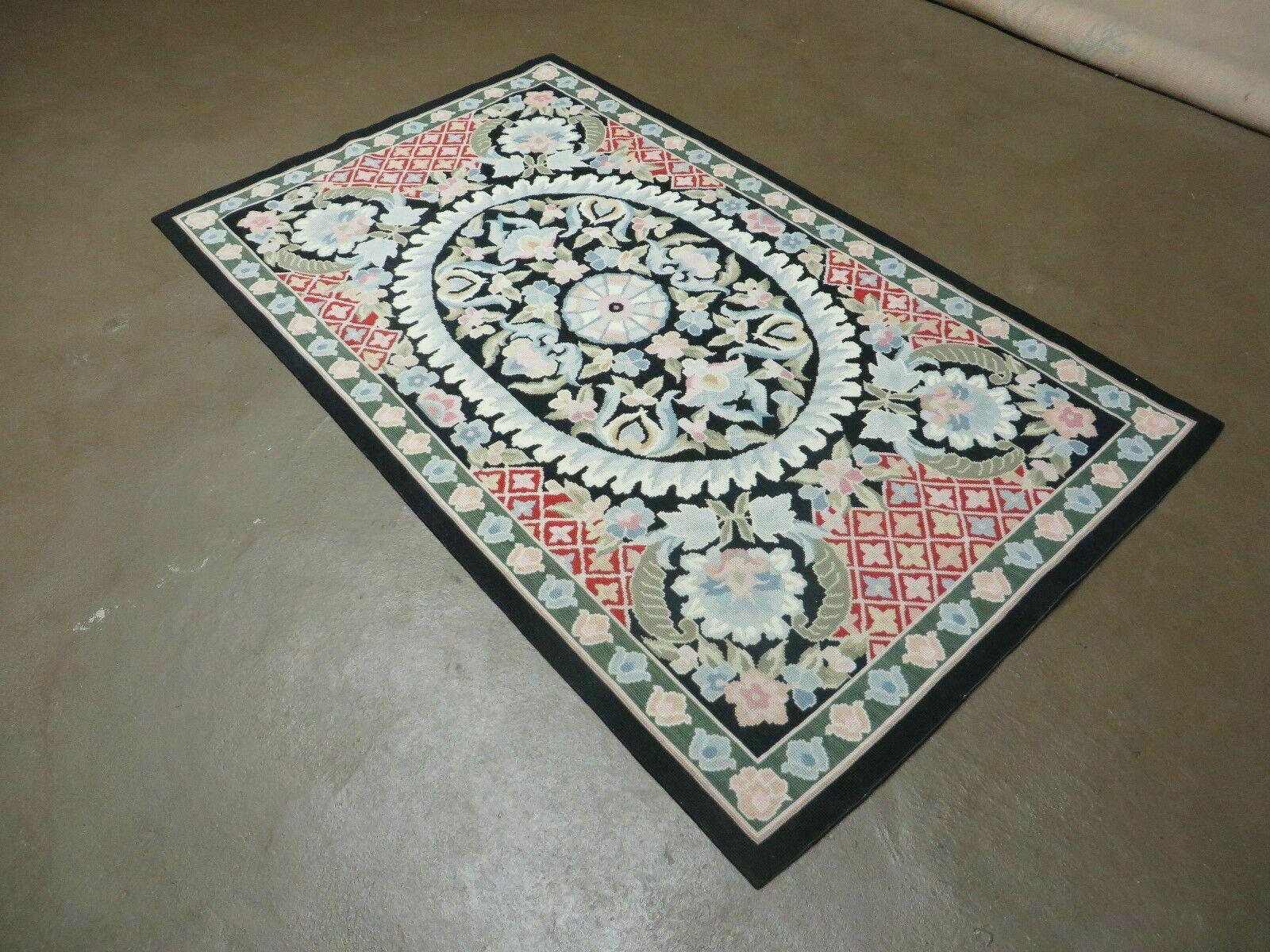 3' X 5' Handmade Savonnerie Aubusson Needlepoint Wool Rug Flat Weave Nice - Jewel Rugs