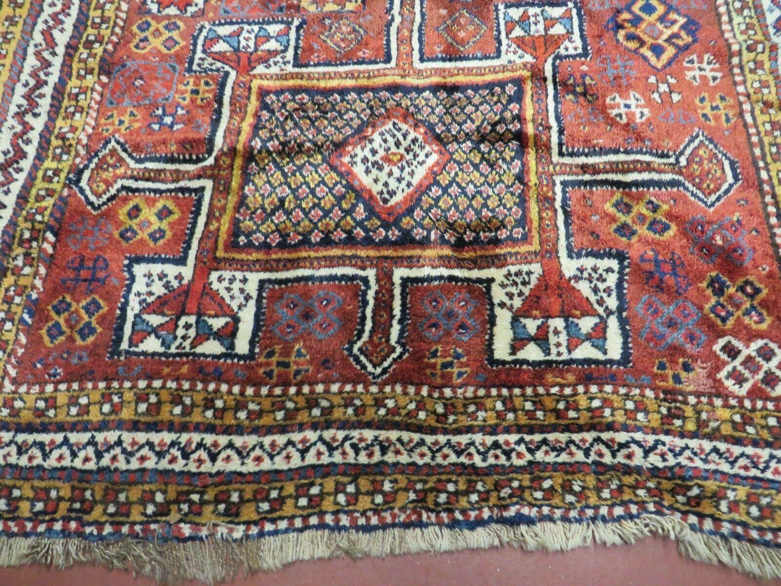 Antique Moroccan Runner Rug 4x9, Wide Runner, Hand Knotted Tribal Oriental Carpet, Hallway Rug, Geometric Medallions, Red, Bohemian Rug Nice - Jewel Rugs