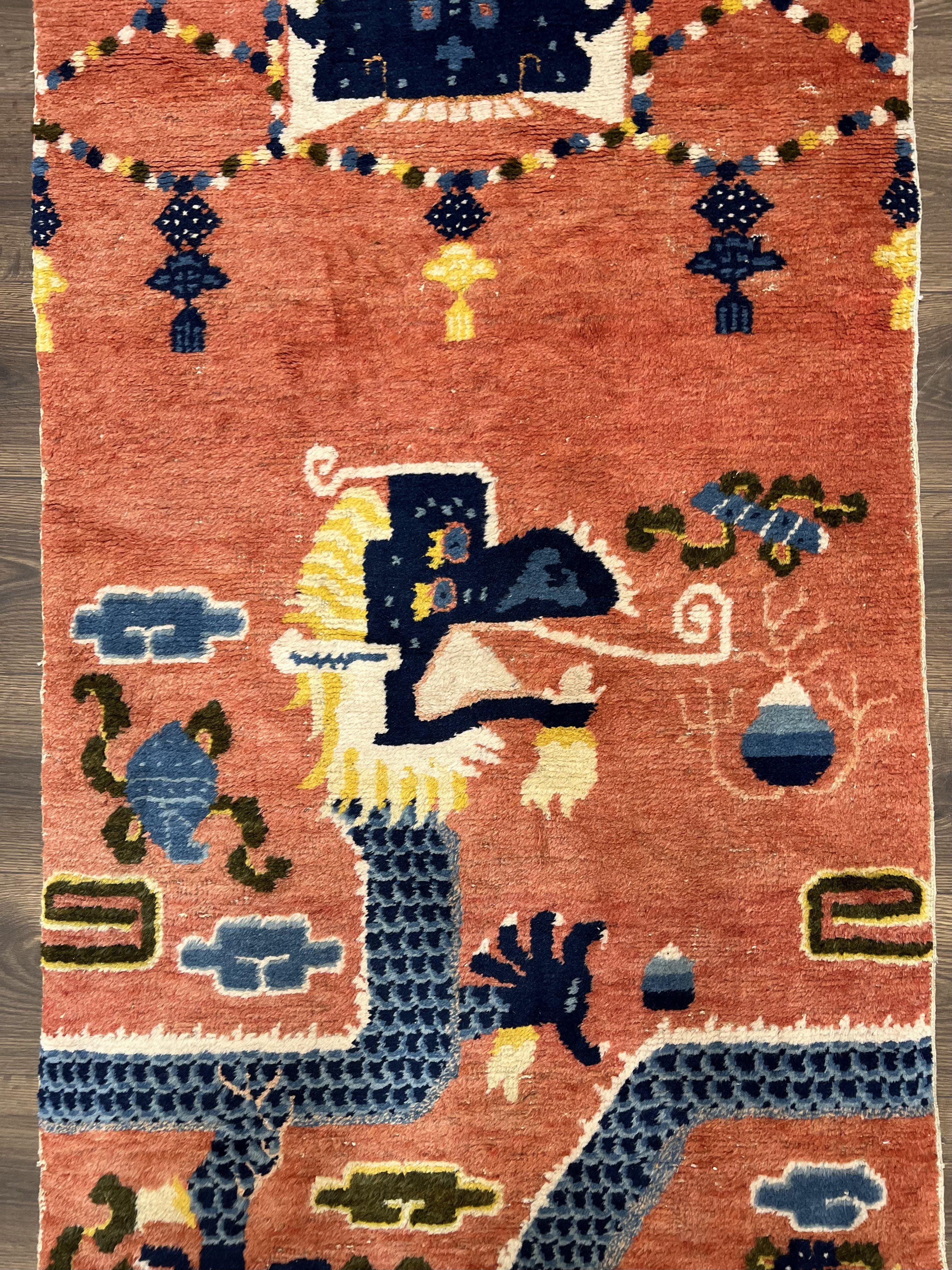 53.5×100 \"Lucky clover” ViNTAGE RUG Unique Eclectic Clover Motif Rug – ODIKA
