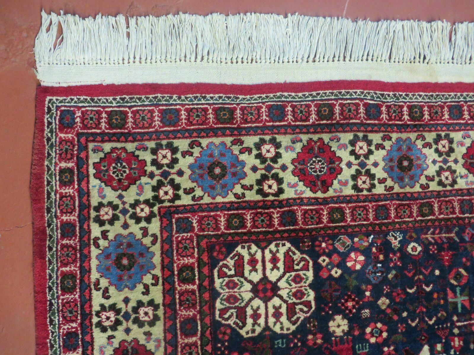 7' X 10' Vintage Handmade Indian Floral Wool Rug Hand Knotted Carpet Red Ivory - Jewel Rugs