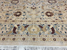 Beautiful Oversized Indian Oriental Rug 12x17 Palace Sized Handmade Wool Carpet, Indo Mahal Oushak, Indo Persian Rug, Oatmeal Light Blue Tan - Jewel Rugs