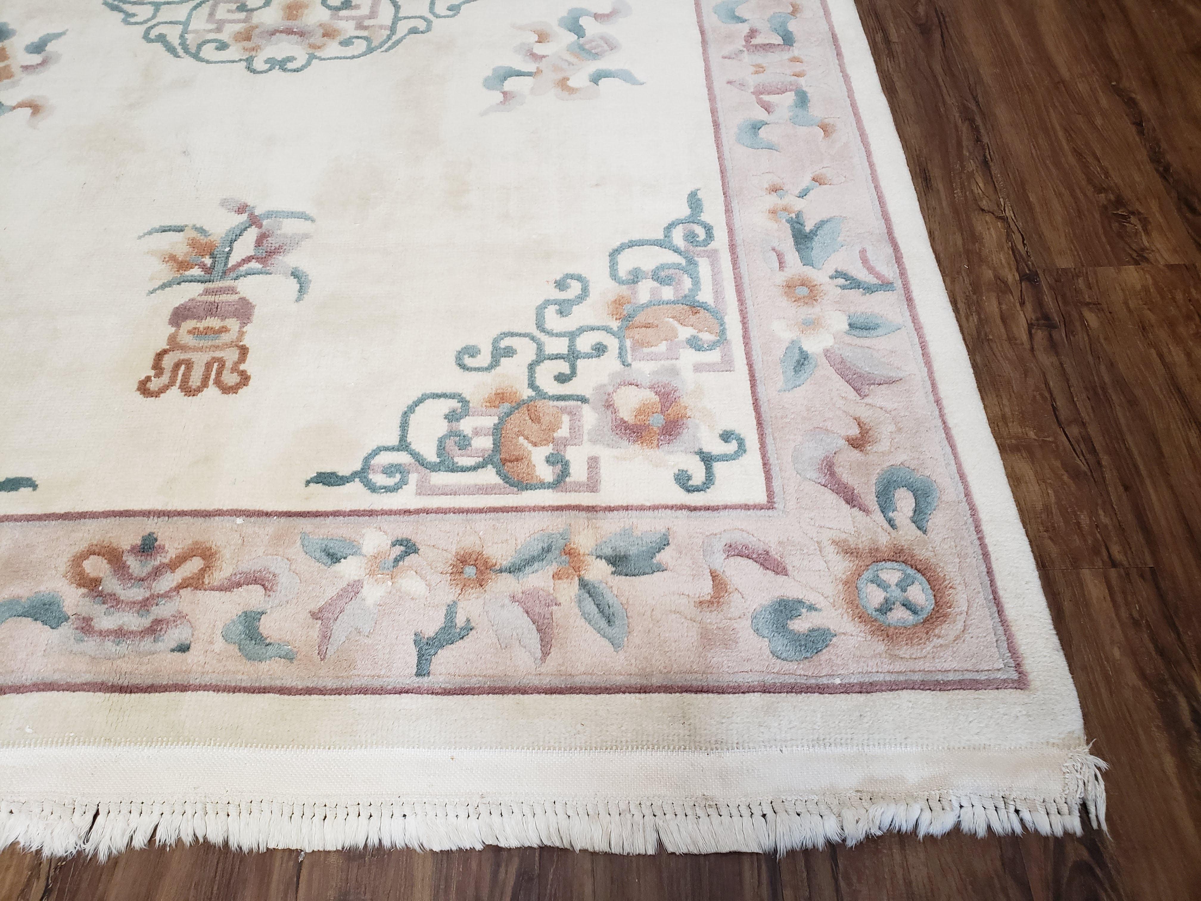 Art Deco Rug, 6x9 Rug, Ivory Rug, Ivory and Gray Rug, Chinese Rug, Chinese Art Deco Rug, Art Deco Carpet, Vintage Rug, Hand Knotted Wool Rug - Jewel Rugs