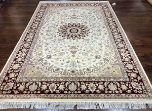 Pak Persian Rug 6x9, Floral Medallion Oriental Carpet 6 x 9 ft, Hand Knotted Wool Vintage Traditional Area Rug, Ivory Pakistani Rug - Jewel Rugs