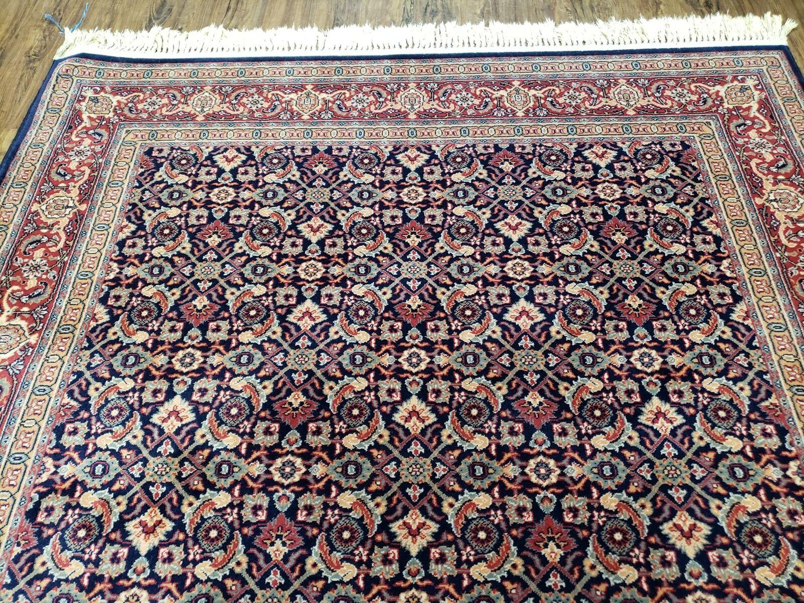 5' 6" x 8' 8" Power Loomed European Wool Rug Belgium Made Detailed Blue Nice - Jewel Rugs