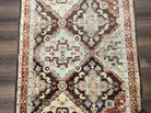 Indo Persian Rug 3.7 x 5.7, Multicolor Diamond Panel, Hand Knotted Wool Rug, Entryway Foyer Rug, Brown and Cream, Indian Oriental Carpet 4x6 - Jewel Rugs