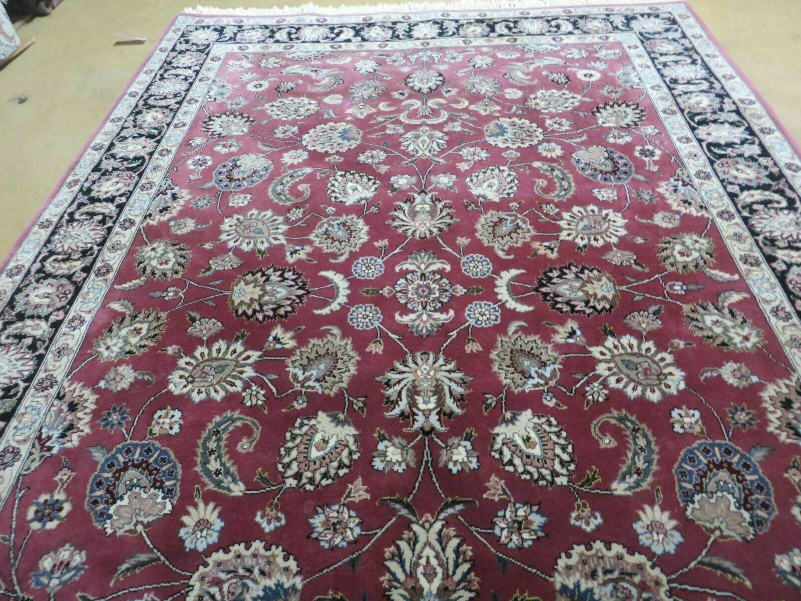 6' X 9' Vintage Handmade Fine India Floral Oriental Silk Accent Wool Rug Carpet - Jewel Rugs