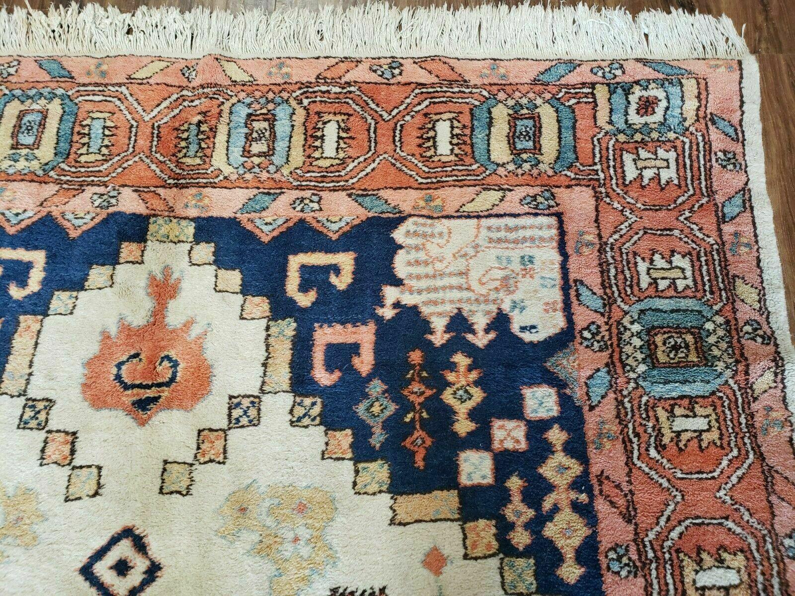 6' X 9' Vintage Handmade India Geometric Oriental Rug Wool Hand Knotted Carpet - Jewel Rugs