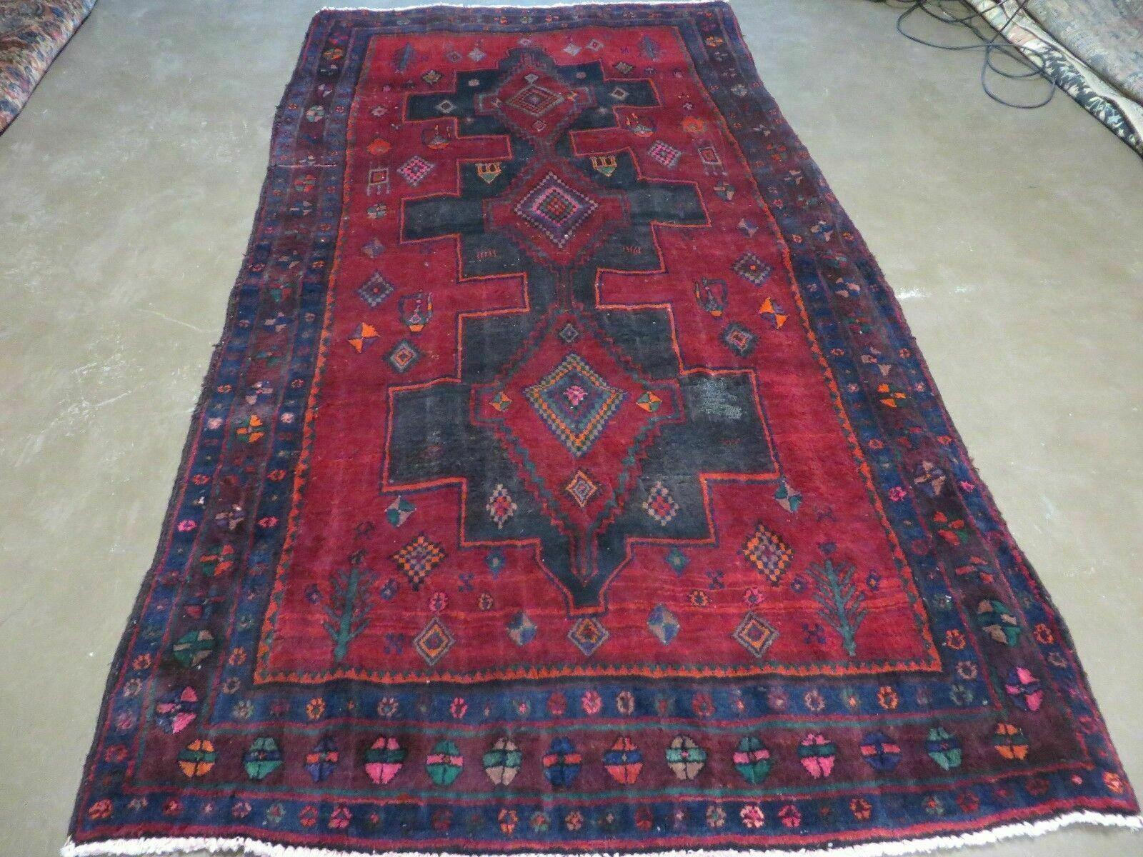 4' X 8' Antique Handmade India Geometric Oriental Wool Rug Veg Dyes Nice - Jewel Rugs